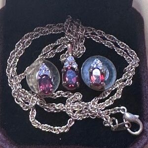 Vintage Faux Garnet & Goldtone Jewelry Set 1990's